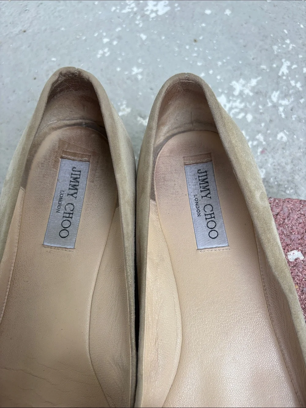 Jimmy Choo suede with glitter toe cap ballet flats
